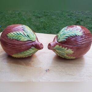 Vietri Made in Italy Hand Painted Sugar/Trinket Box Lidded Bowl Set of 2